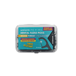 Watsons Dental Floss Picks Charcoal -50pcs