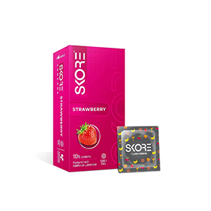 Skore Strawberry Flavored Condoms - Pack of 10Pcs